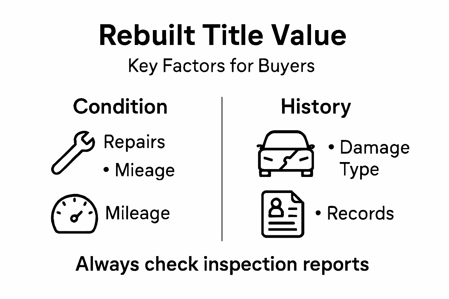 Infographic shows top rebuilt title value factors