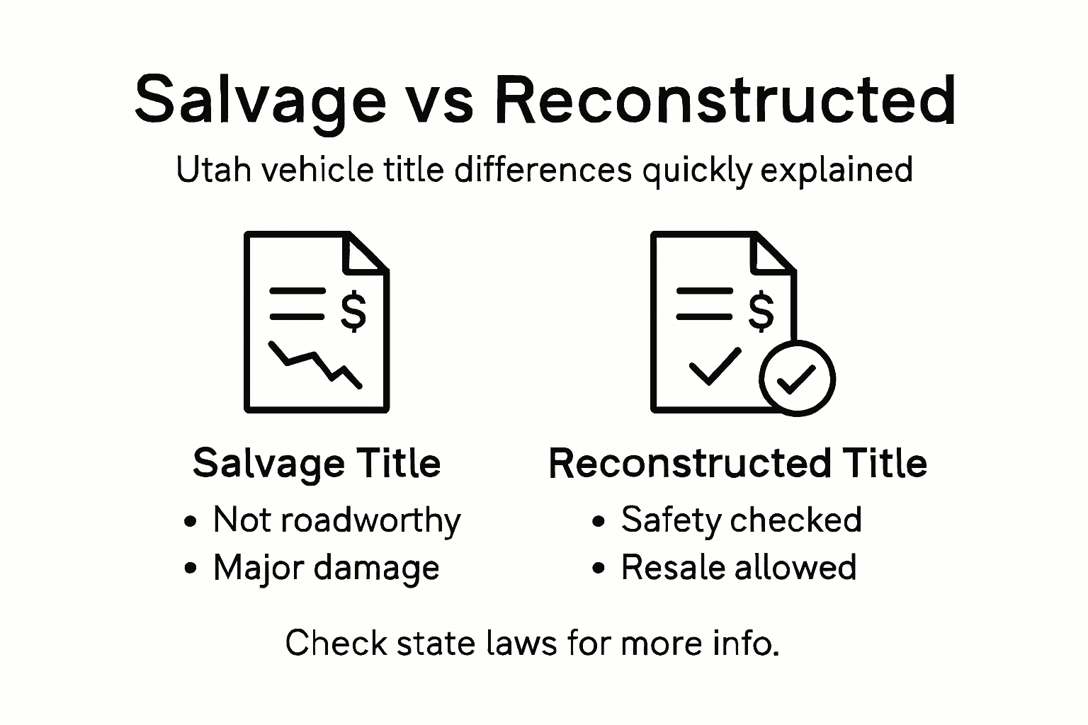 Infographic comparing salvage and reconstructed titles