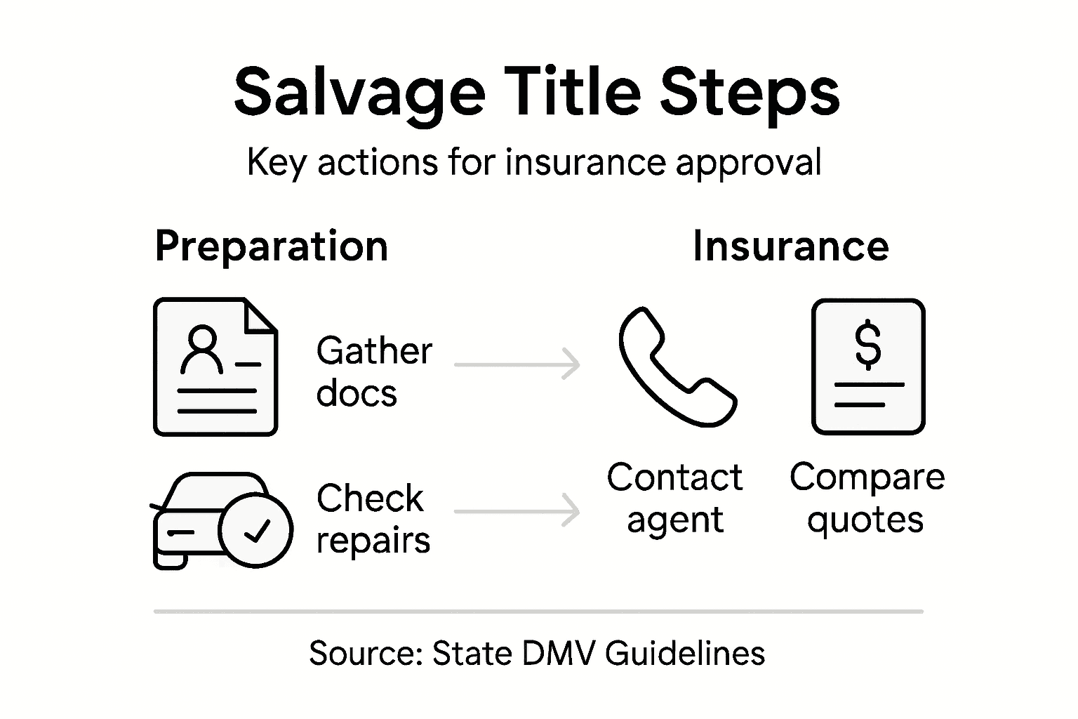 Infographic showing salvage title insurance steps