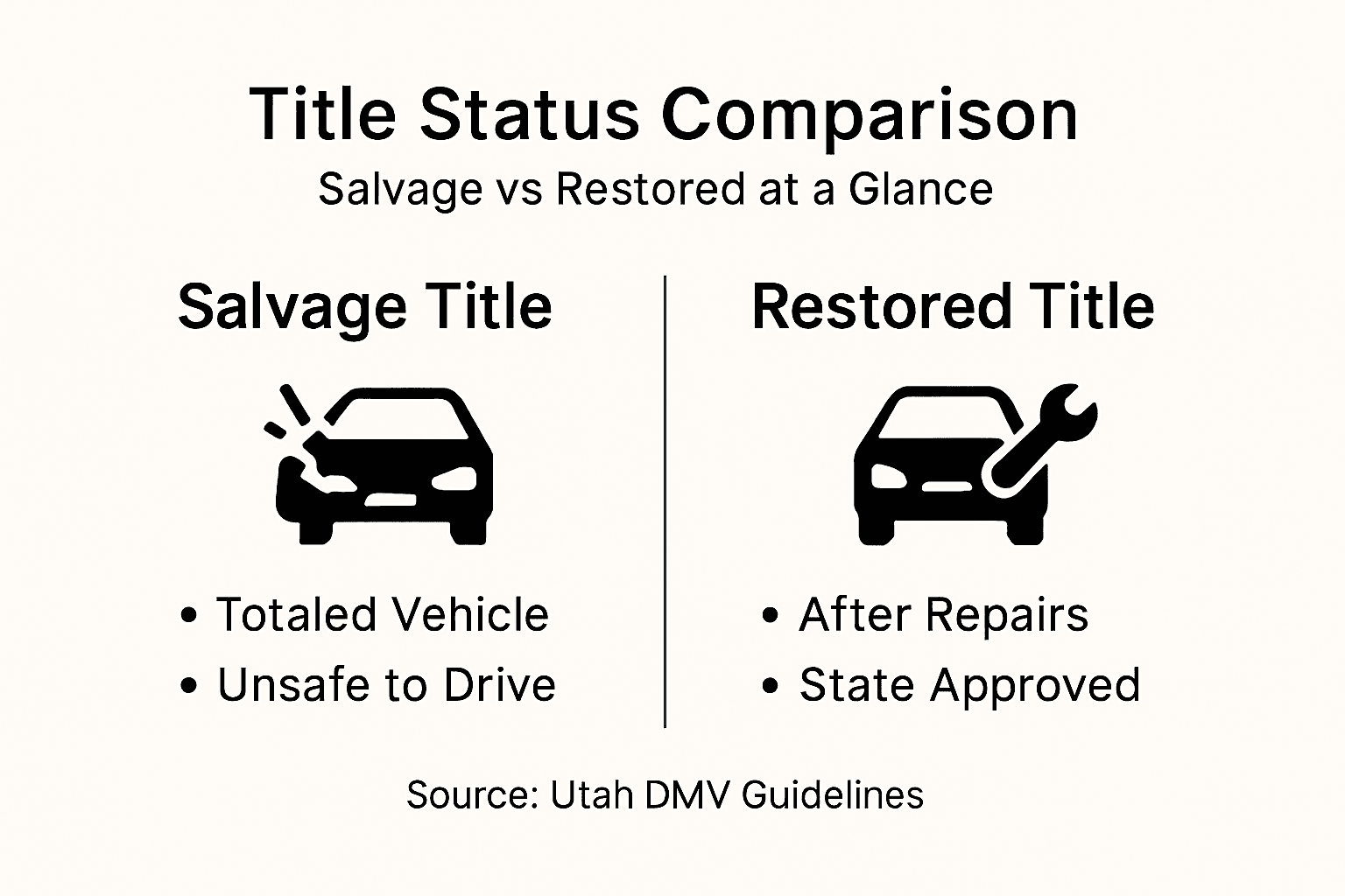 Infographic comparing salvage and restored titles