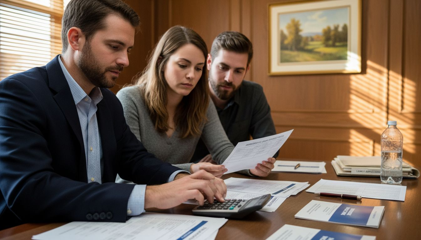 Couple discussing rebuilt title loan rates