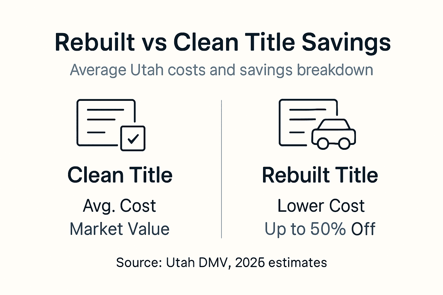 Infographic with rebuilt versus clean title cost