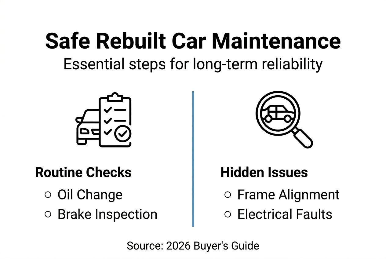 Infographic showing rebuilt car maintenance checklist