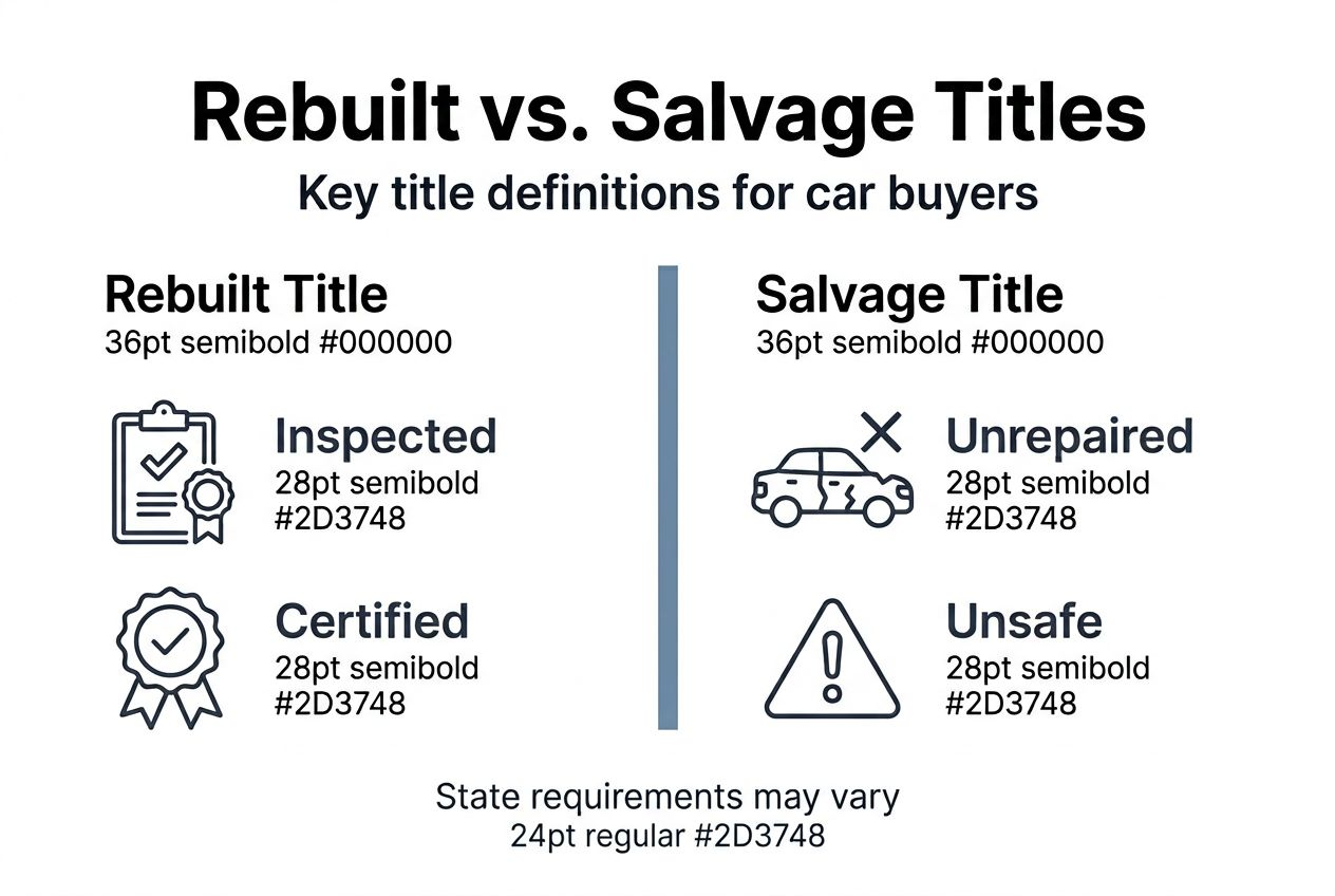 Infographic comparing rebuilt versus salvage car titles