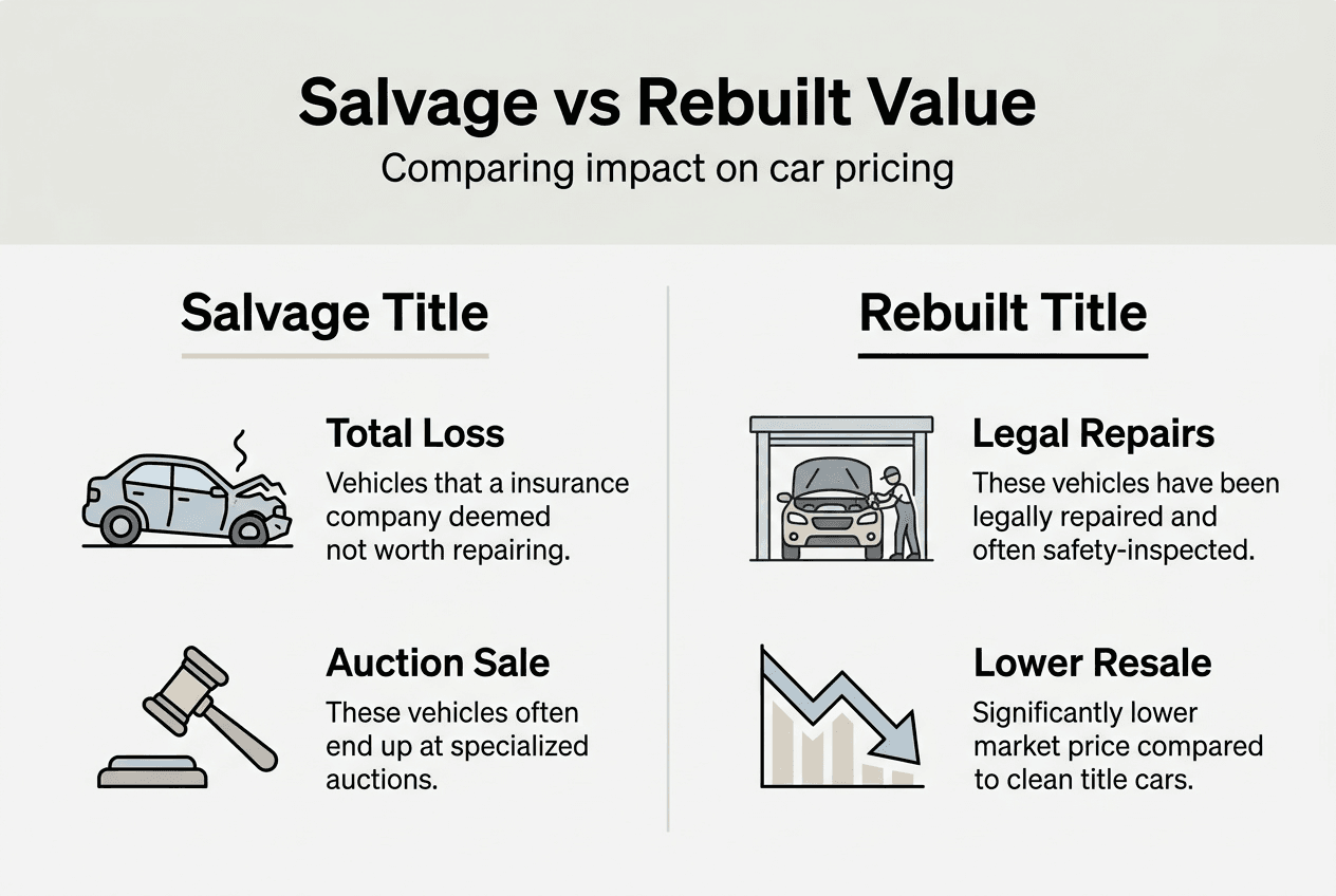 Infographic comparing salvage rebuilt value