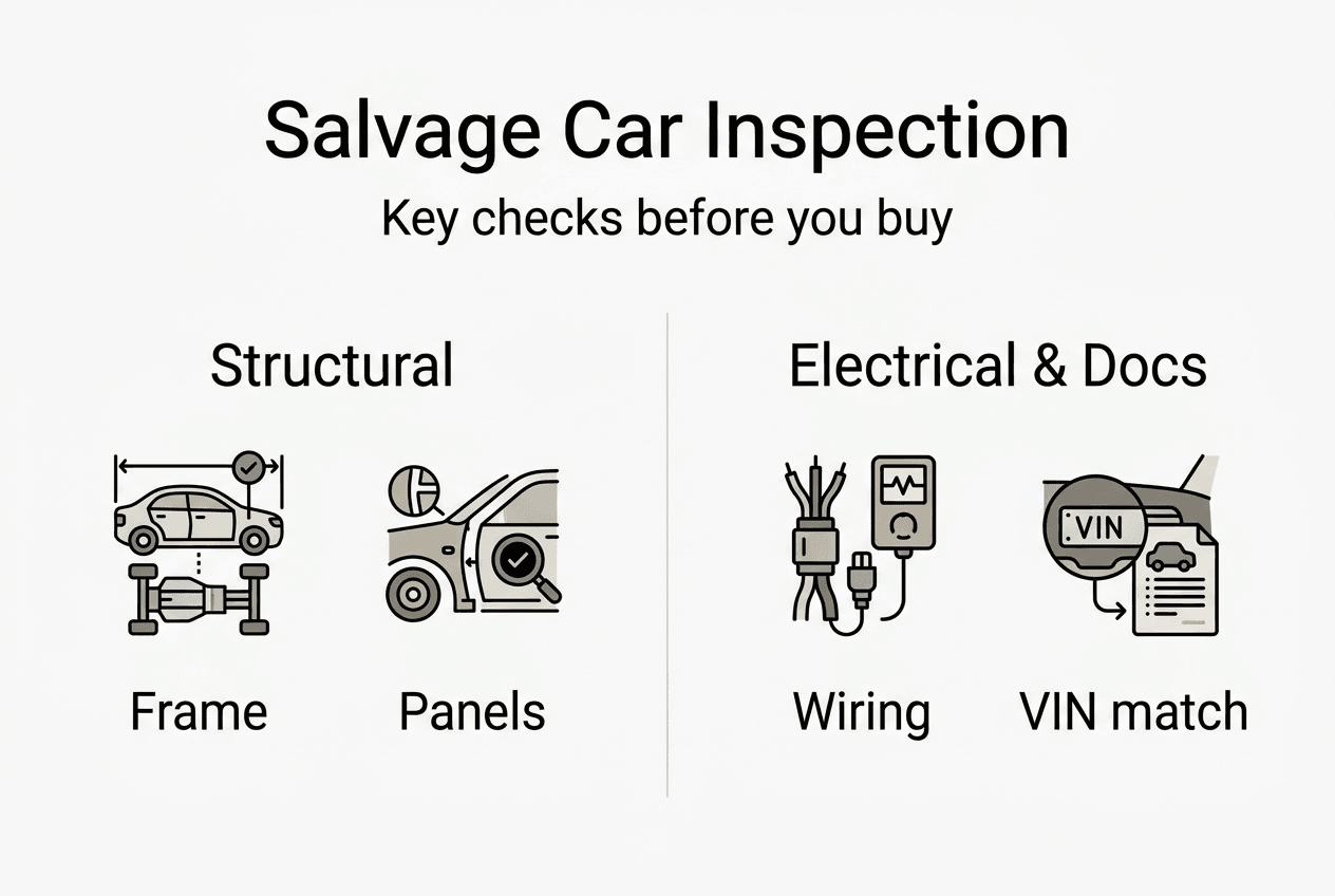 Infographic of salvage car inspection checklist