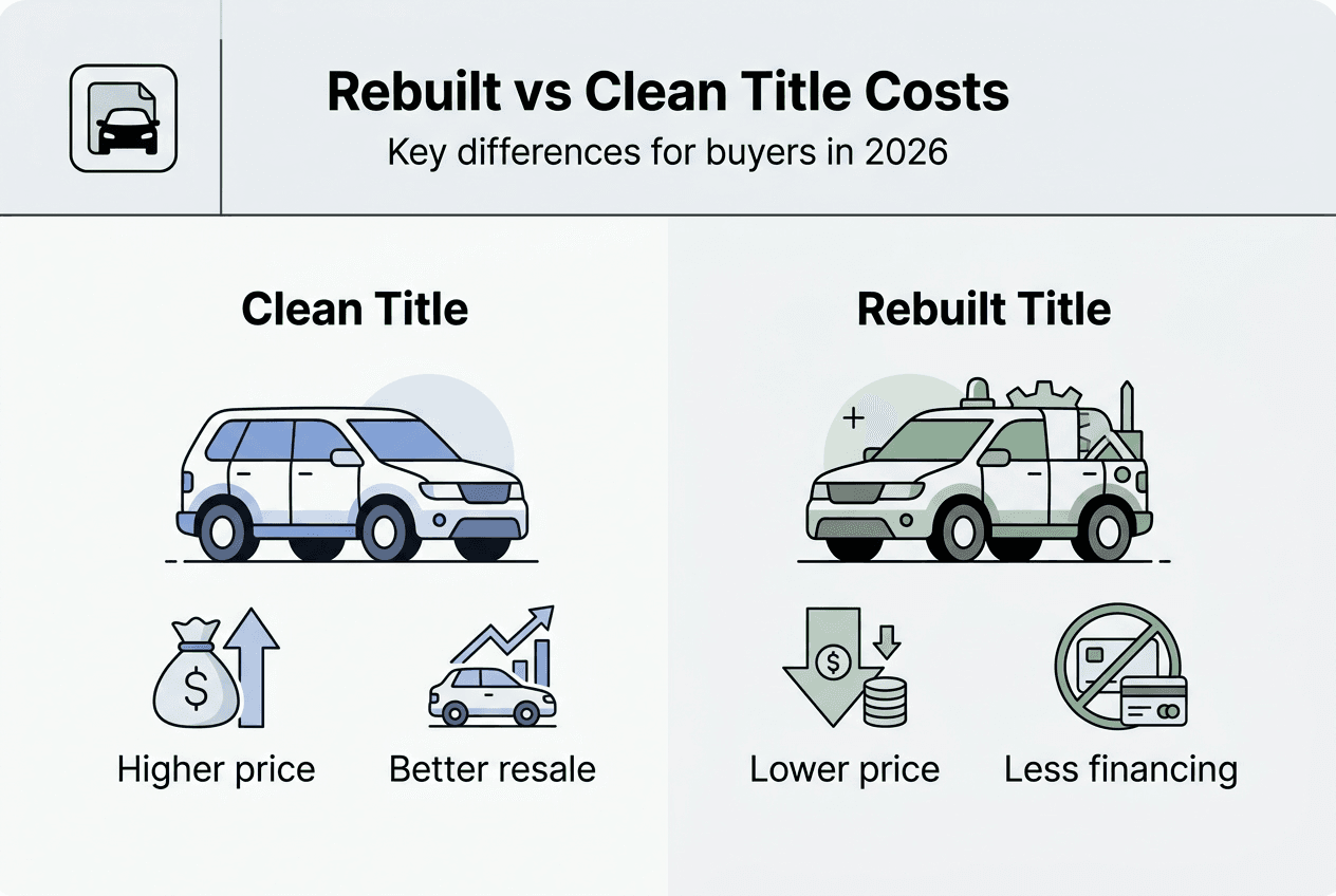Infographic comparing rebuilt and clean title costs