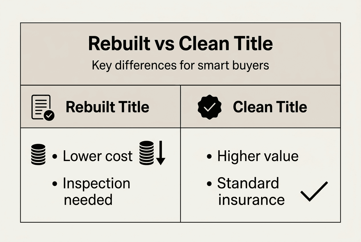 Infographic comparing rebuilt and clean title cars