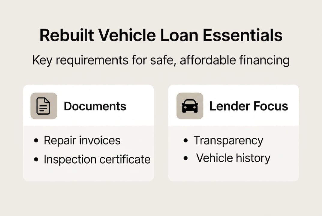 Infographic outlining rebuilt loan requirements and tips