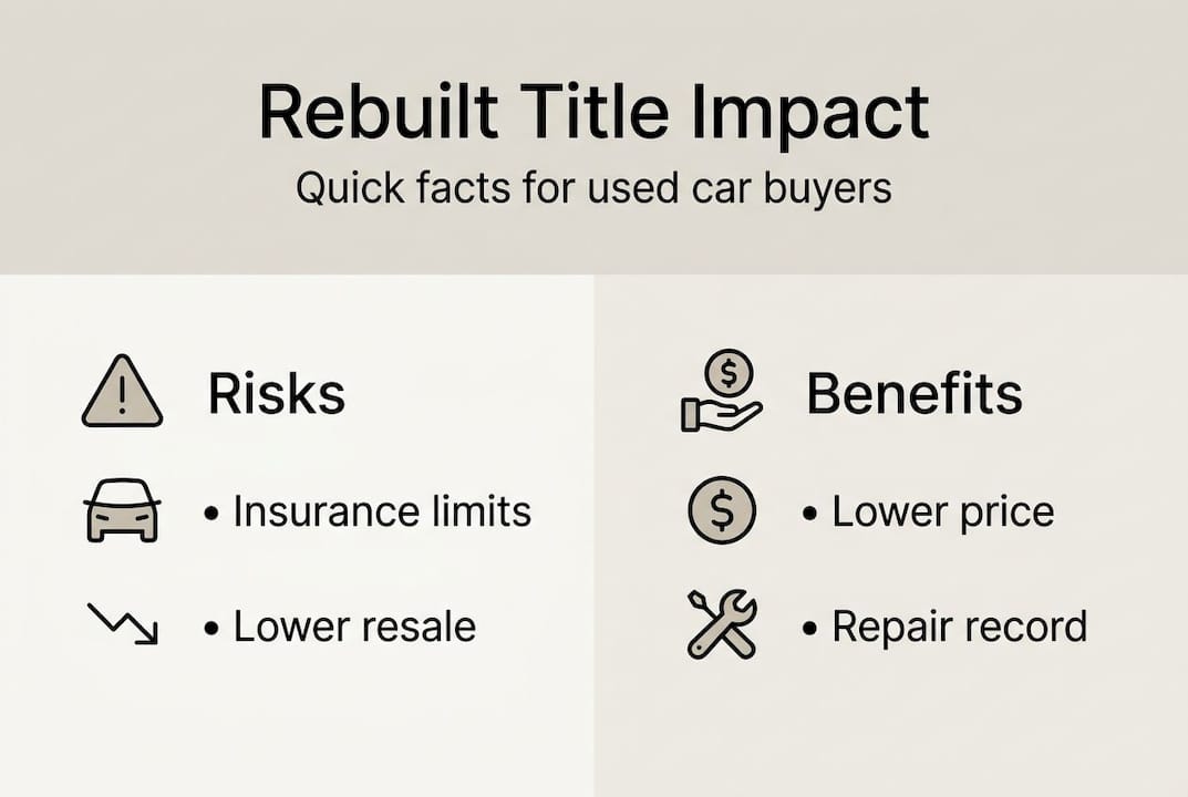 Infographic on rebuilt title risks and benefits