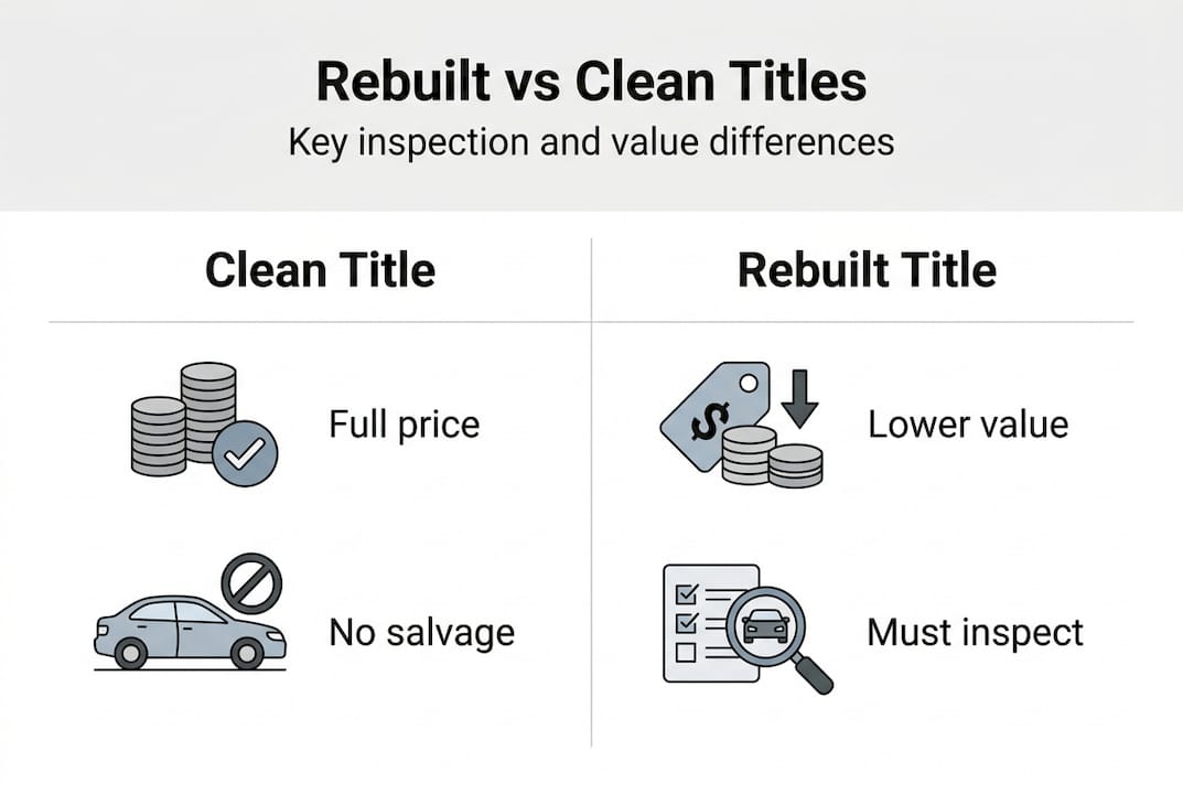Infographic comparing rebuilt and clean car titles