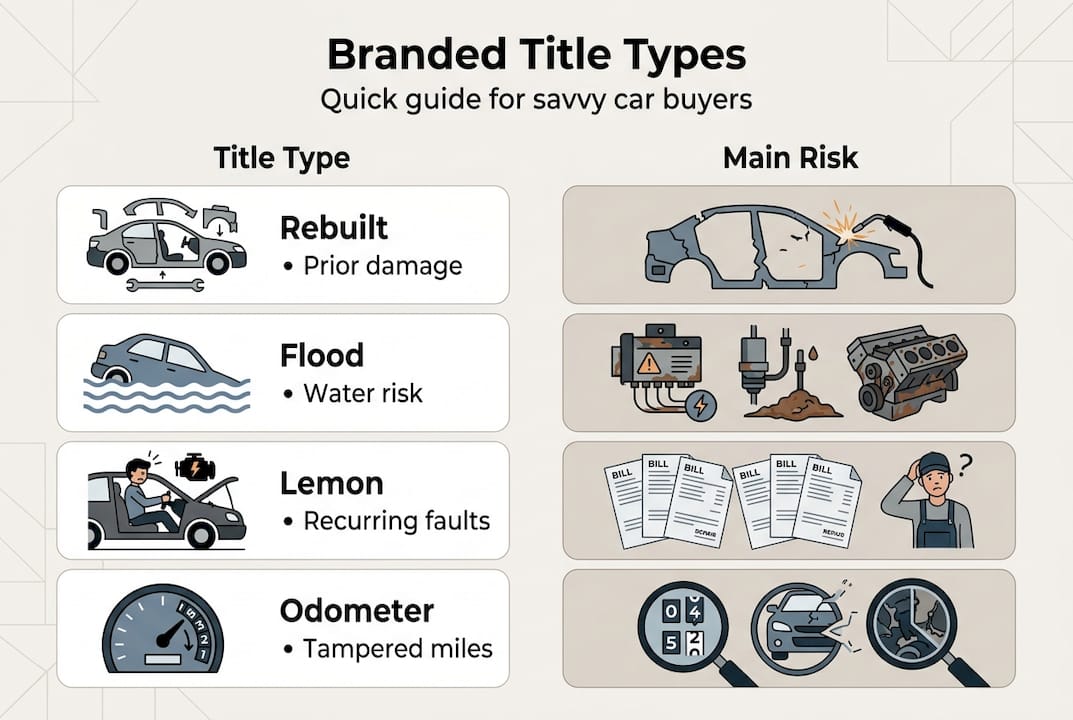 Infographic showing types and risks of branded car titles