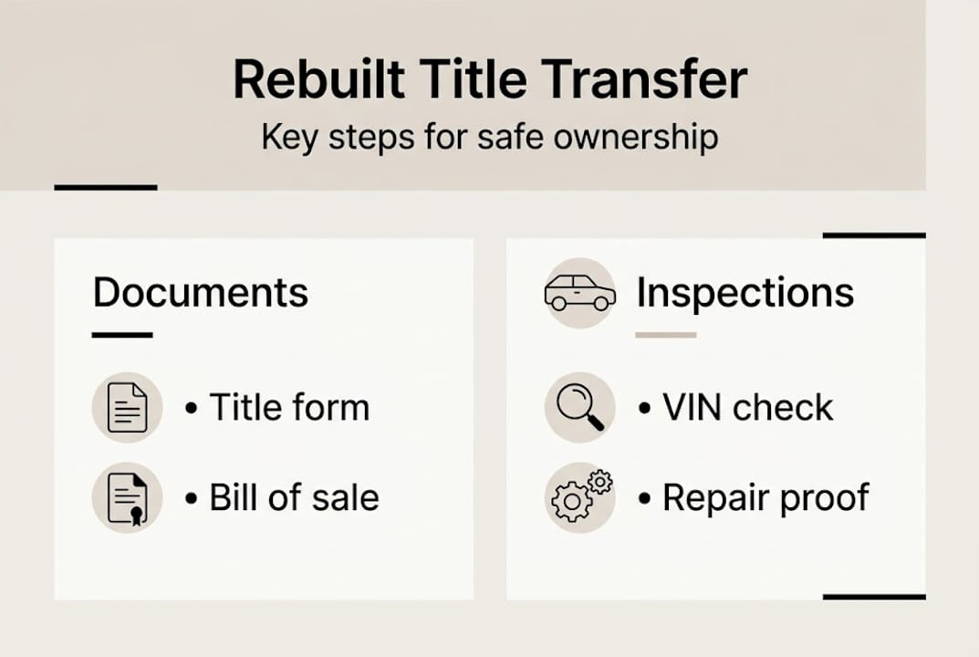 Infographic outlining rebuilt title transfer steps