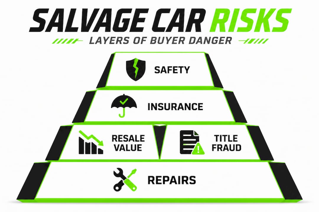 Hierarchical infographic ranking salvage car risks