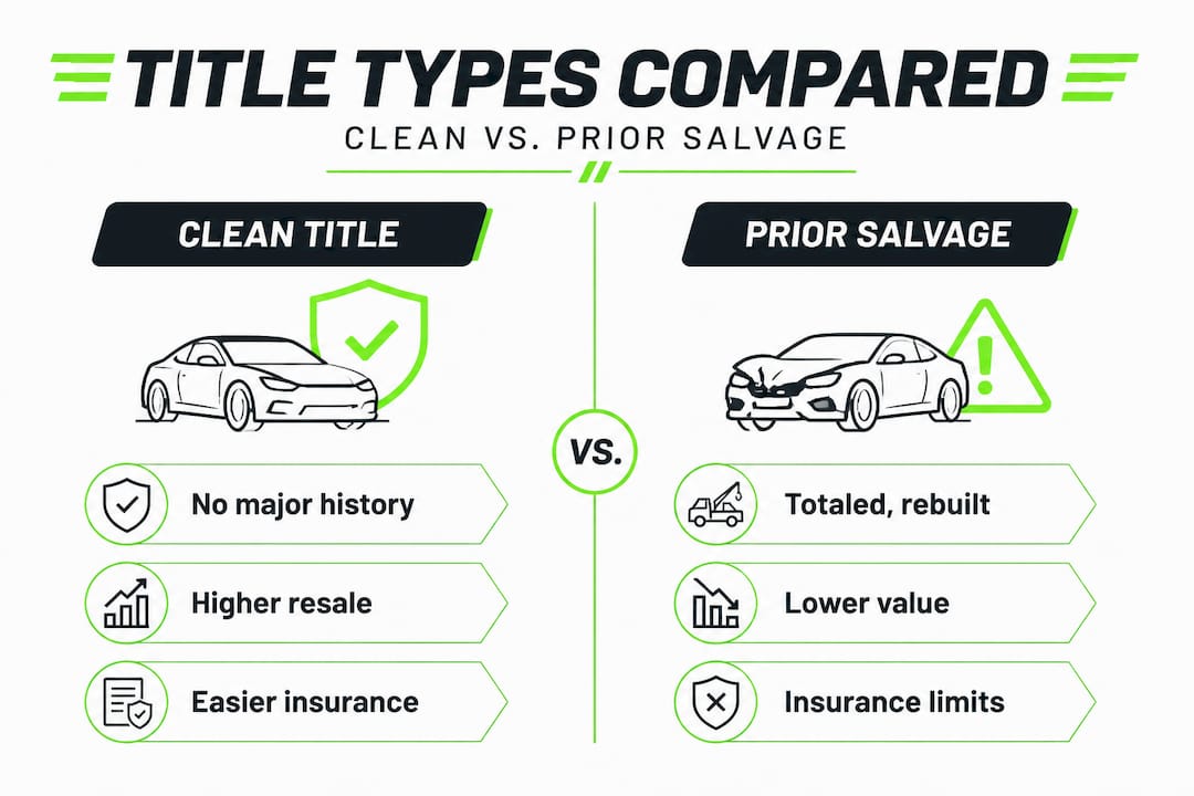 Infographic comparing clean and salvage car titles