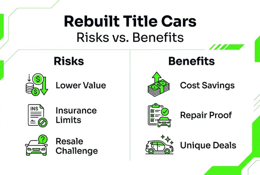 Infographic comparing risks and benefits rebuilt titles