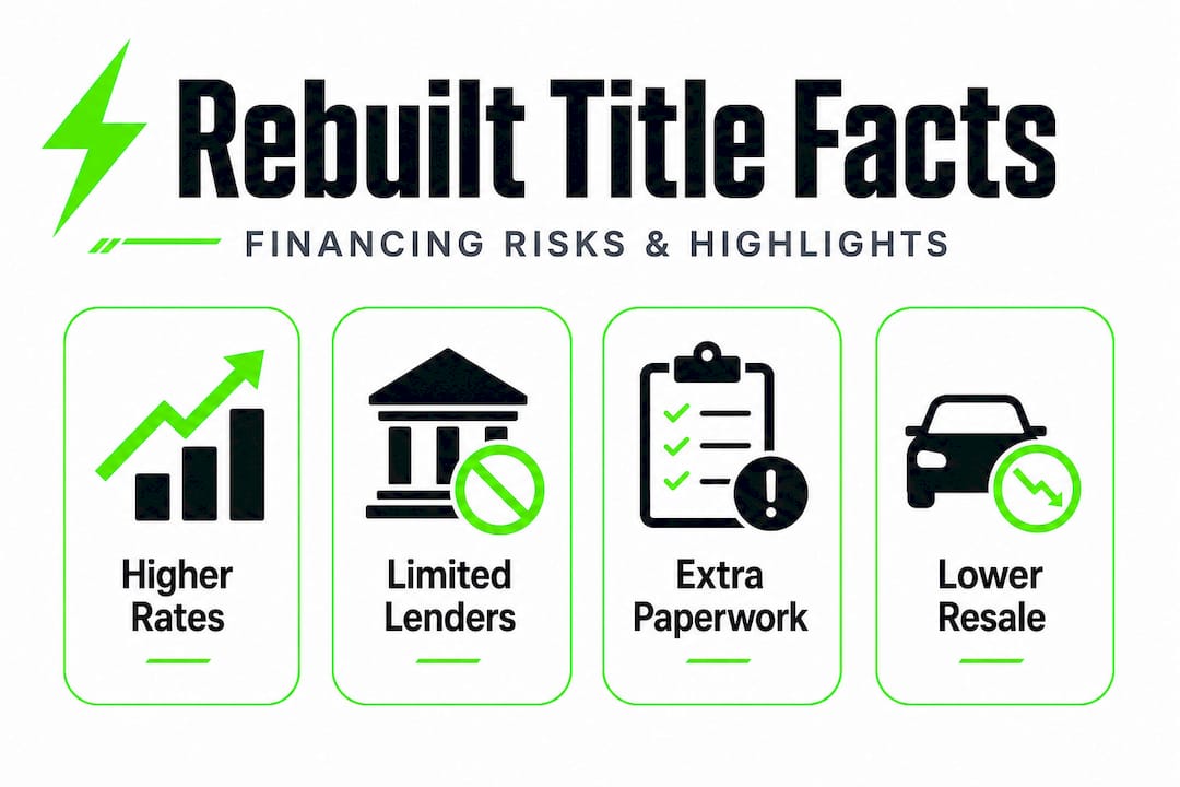 Infographic showing rebuilt title financing risks