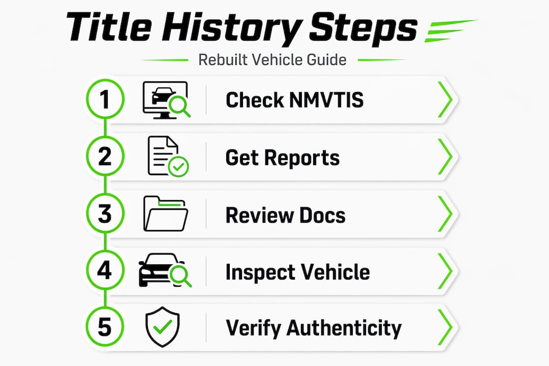 Infographic showing rebuilt title history steps