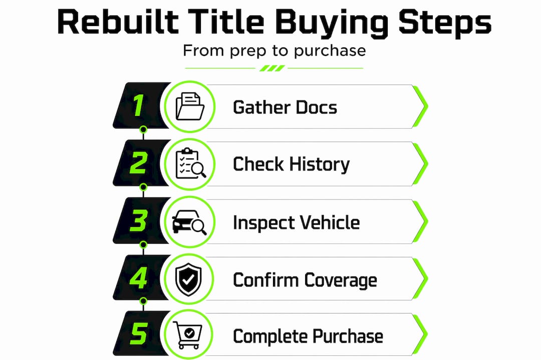 Step-by-step infographic buying rebuilt title vehicle