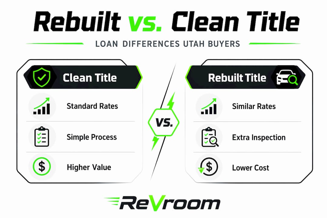 Infographic comparing rebuilt and clean title auto loans
