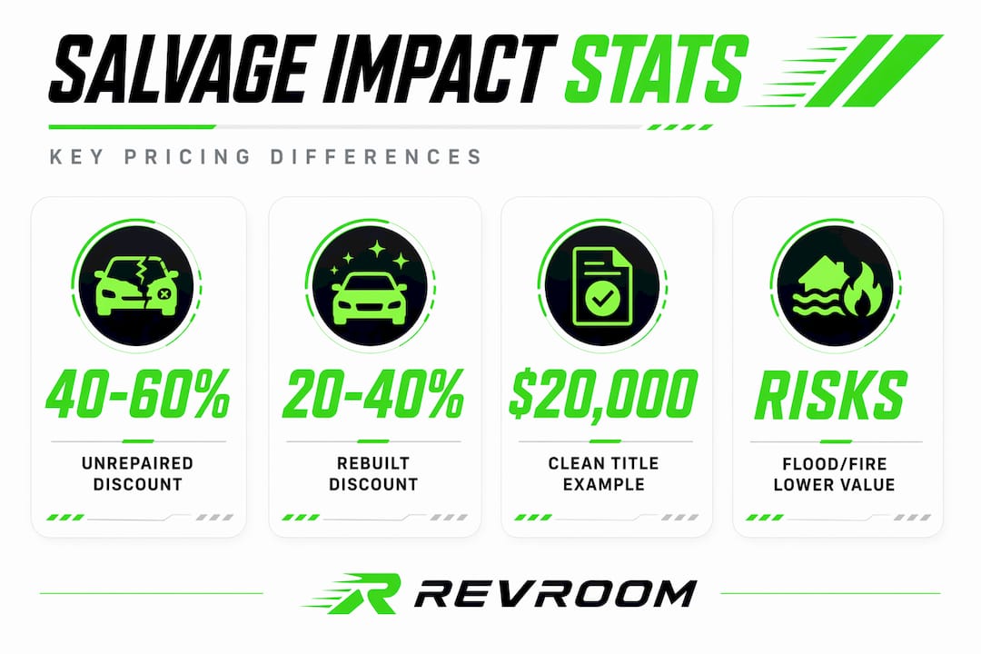 Infographic showing salvage title discount stats