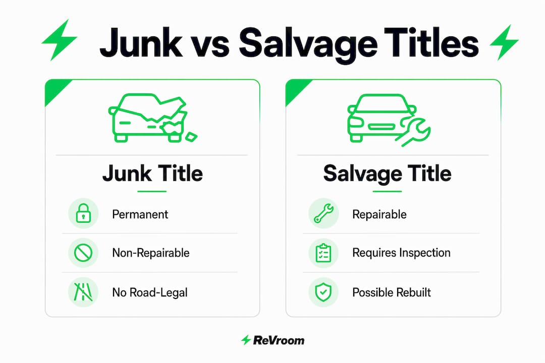 Infographic comparing junk and salvage title differences