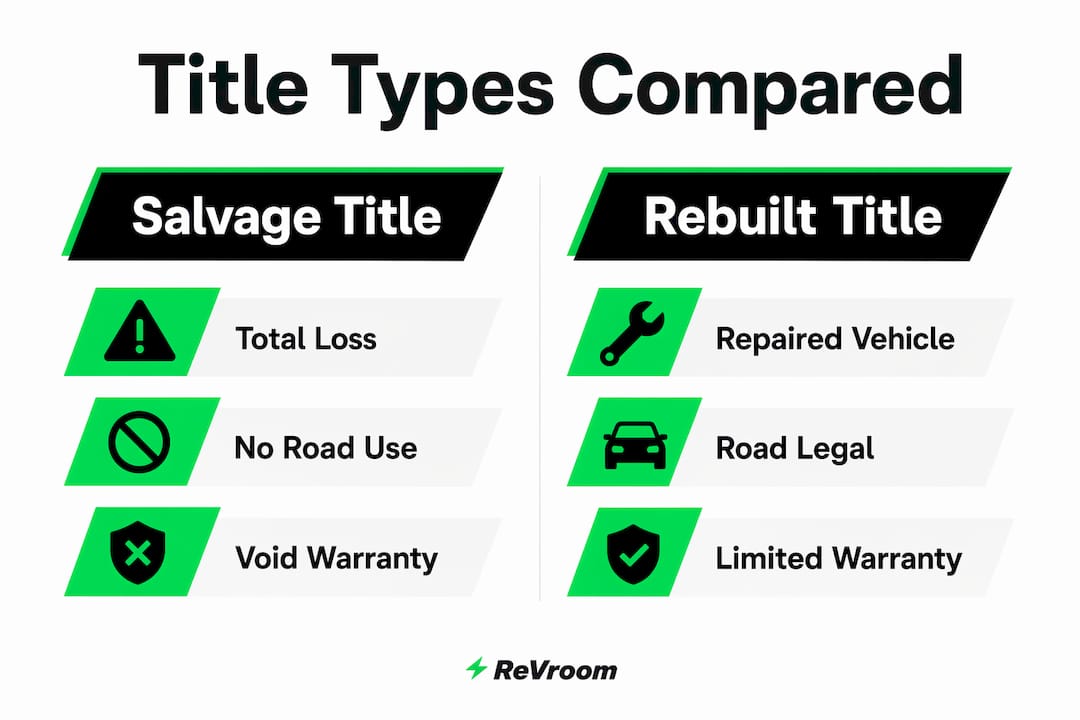 Infographic comparing rebuilt and salvage titles