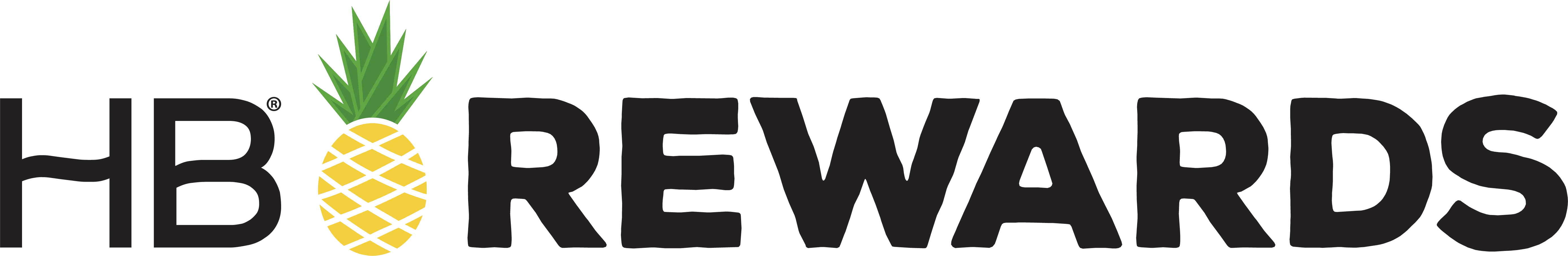 HB Rewards logo with the yellow pineapple.