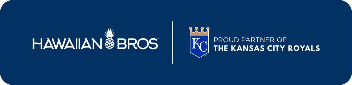 The Hawaiian Bros logo next to text that reads "Proud Partner of the Kansas City Royals"