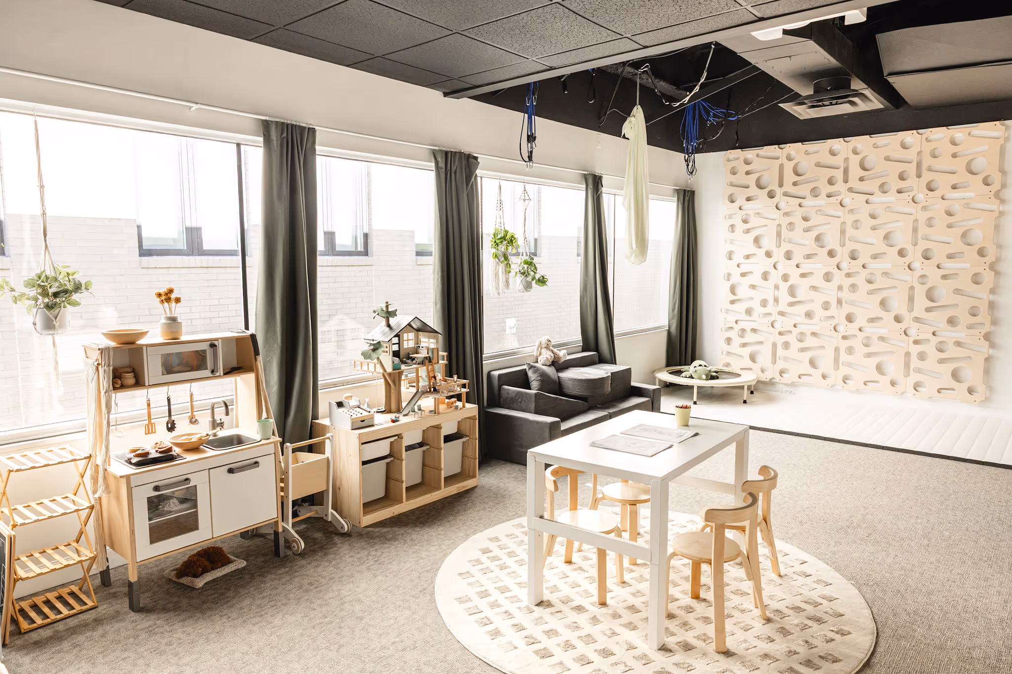 Sun rising at Playful Pathways in
Birmingham MI child therapists play
room.