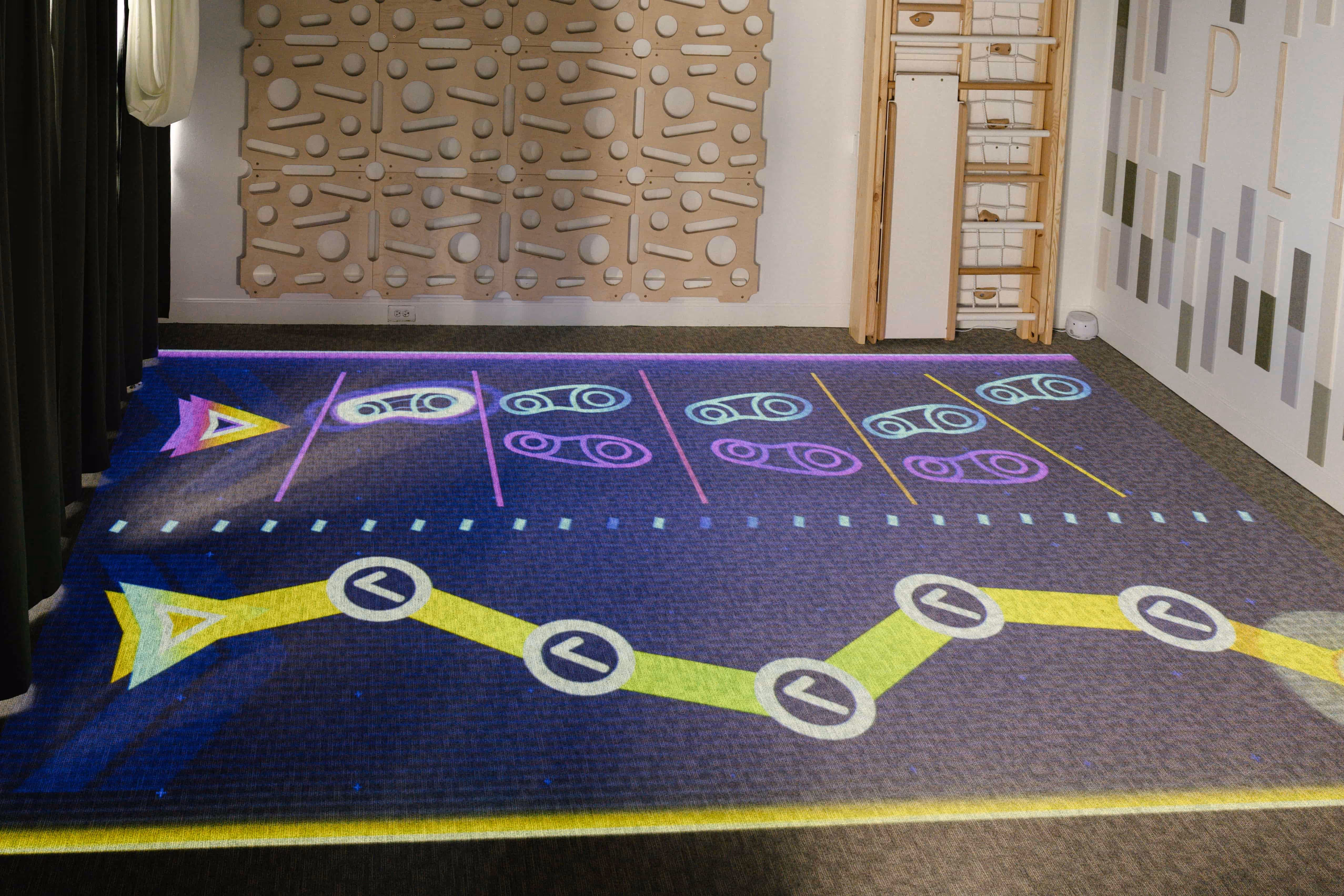 Interactive floor projection used in
sensory play therapy at Playful
Pathways Birmingham MI