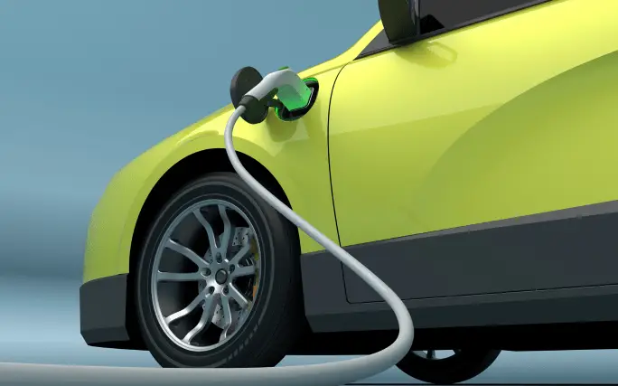 Elektroauto das gerade Strom lädt