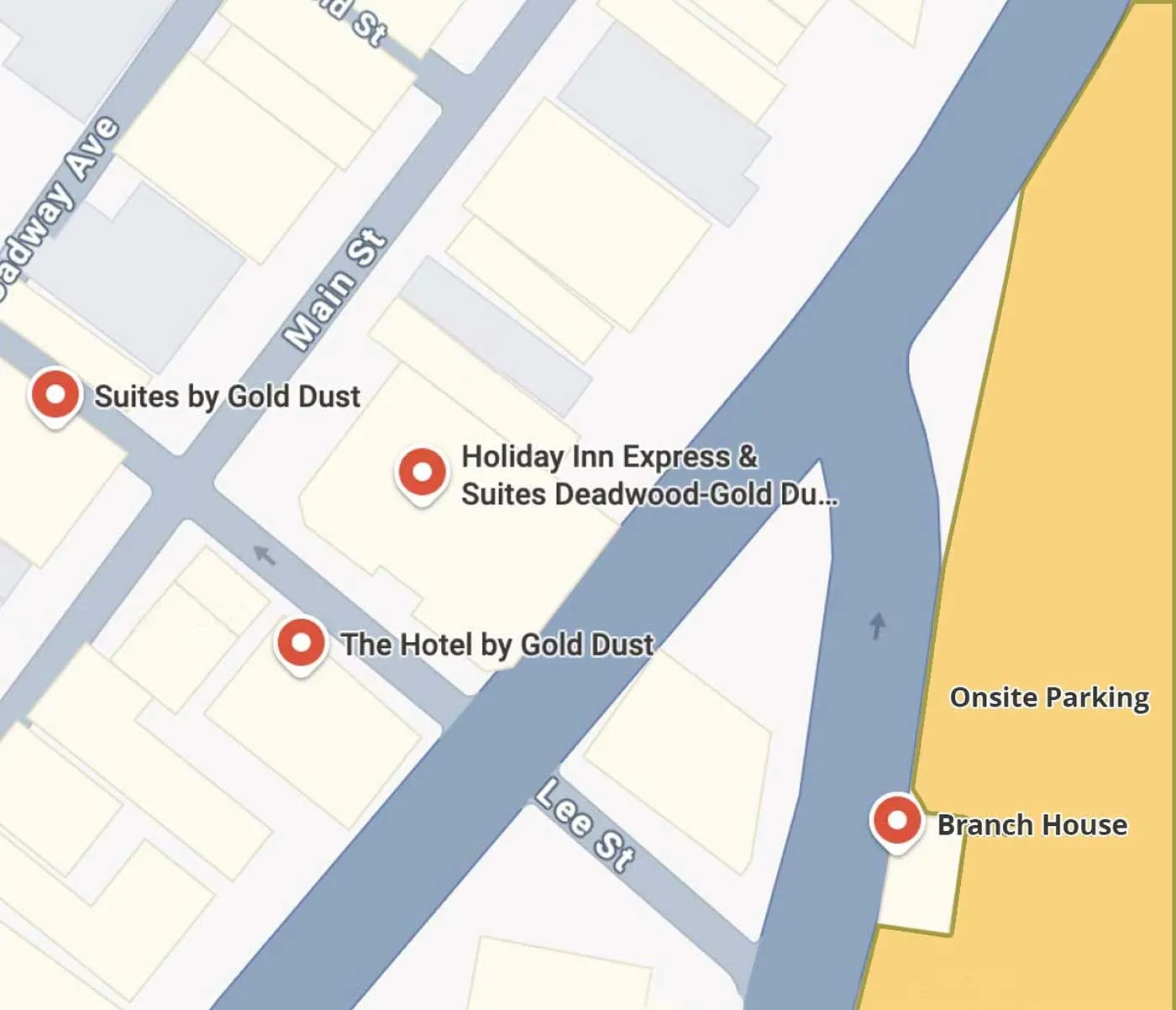 branch house hotel deadwood map