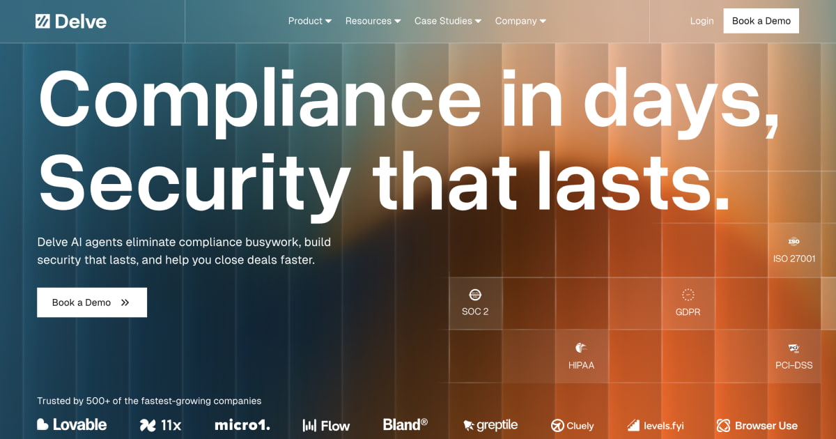 SOC 2 Compliance, HIPAA | Automated Compliance for AI, Startups | Get GDPR, ISO 27001, Cybersecurity Compliant & More | Delve Automated Compliance