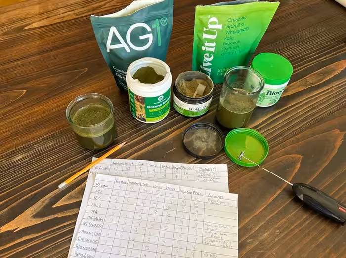 My score sheet for superfood greens powder
