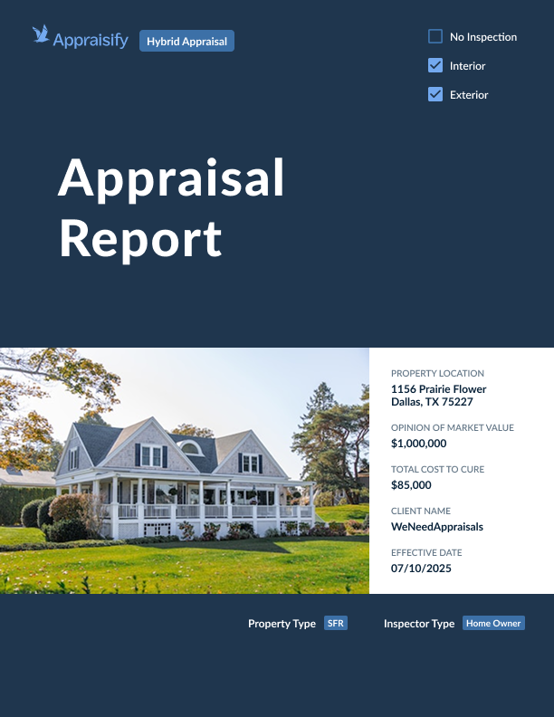 The cover of the Appraisal report