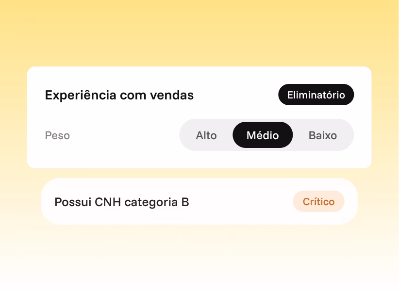 Critério com peso e marcação de eliminatório