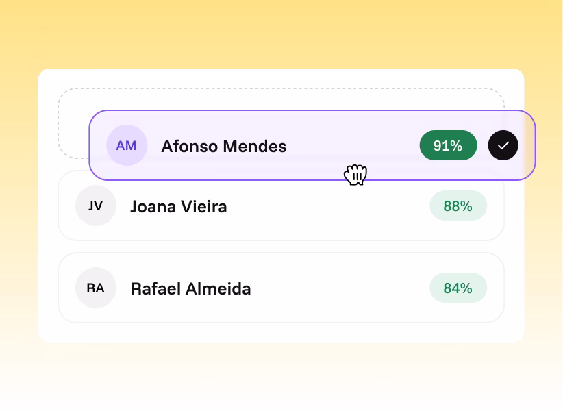 Shortlist de candidatos com maior fit