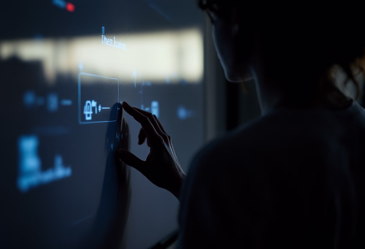 image of teacher using a smartboard (for a edtech)