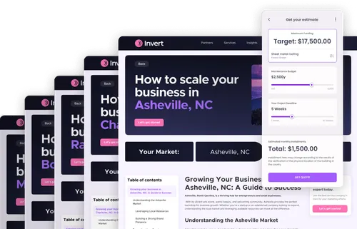 Responsive web design mockups showing a growth-focused business resource tool for Asheville, NC, by a Webflow web designer