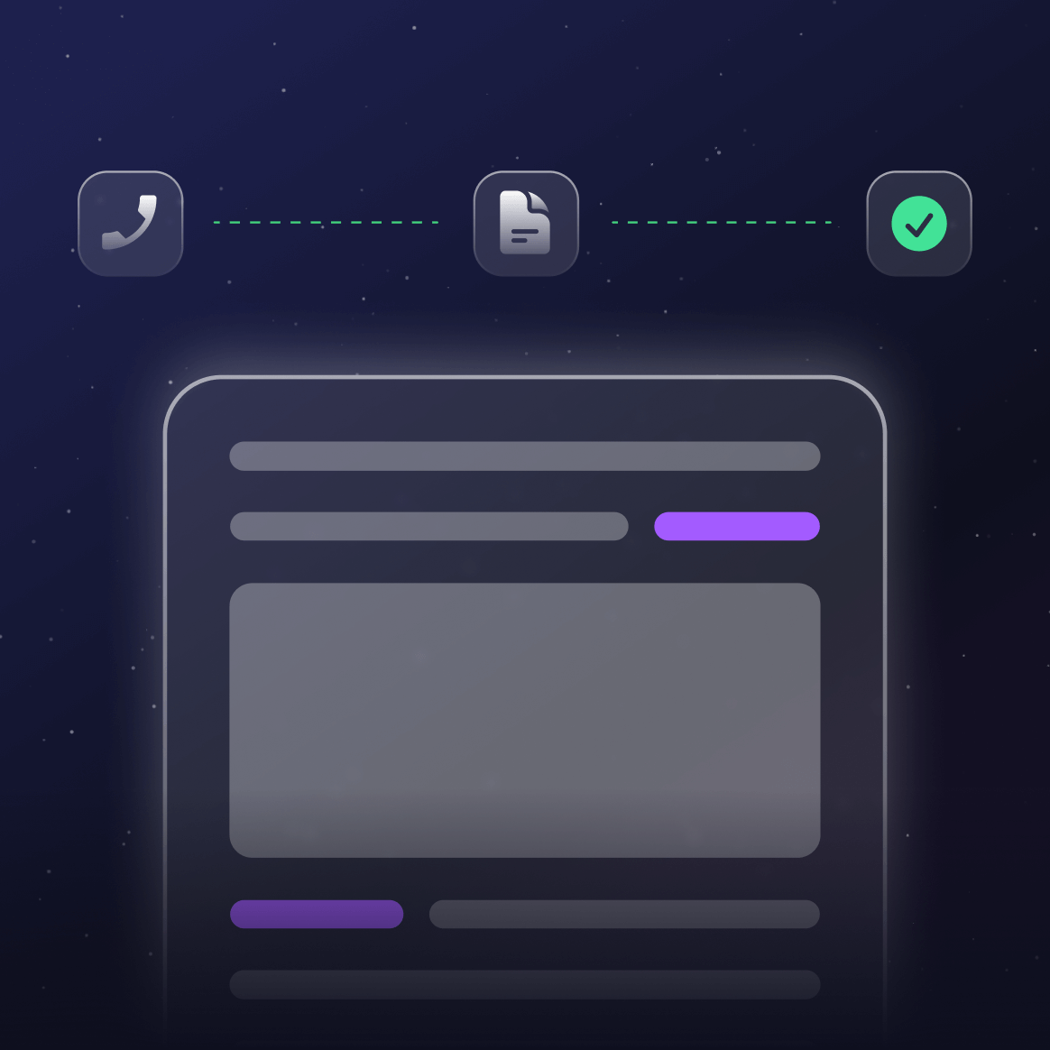 Abstract website illustration representing the discovery phase of a web design project, with icons for contact, planning, and alignment