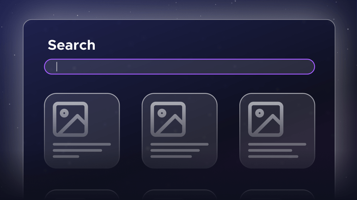 Search interface with content cards representing a custom resource hub designed to boost engagement and user interaction