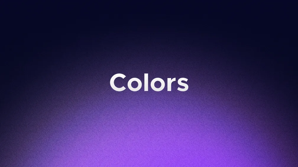 Gradient background with the word ‘Colors’ centered, introducing the color section of a brand guidelines document