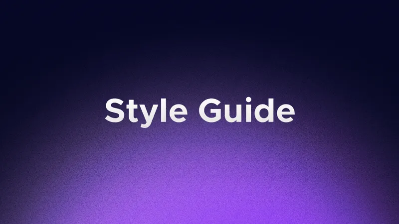 Gradient background with the words ‘Style Guide’ centered, marking the beginning of a brand style guide section