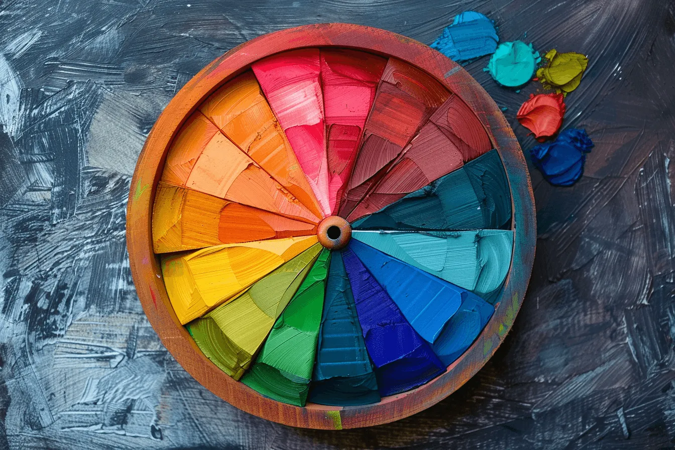 A vibrant color wheel showing every color of the rainbow.