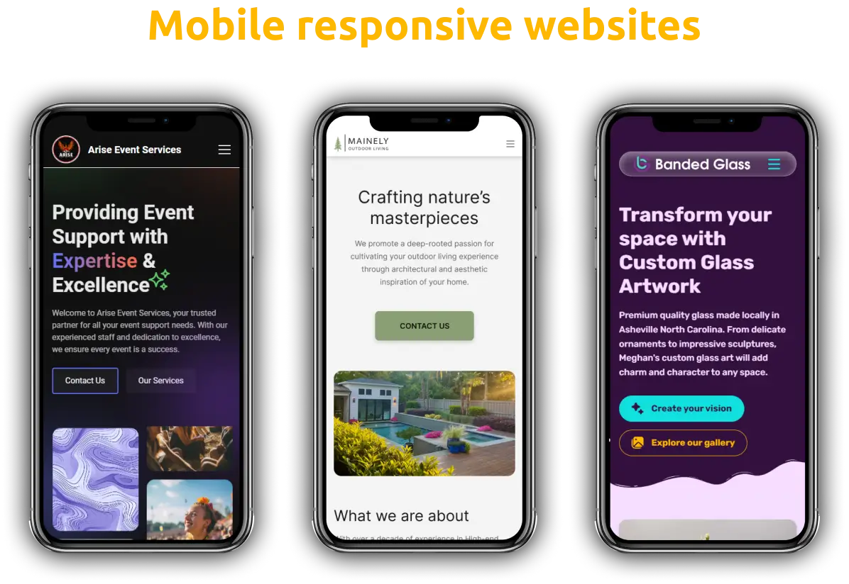 Examples of websites properly adapted on mobile phone screens