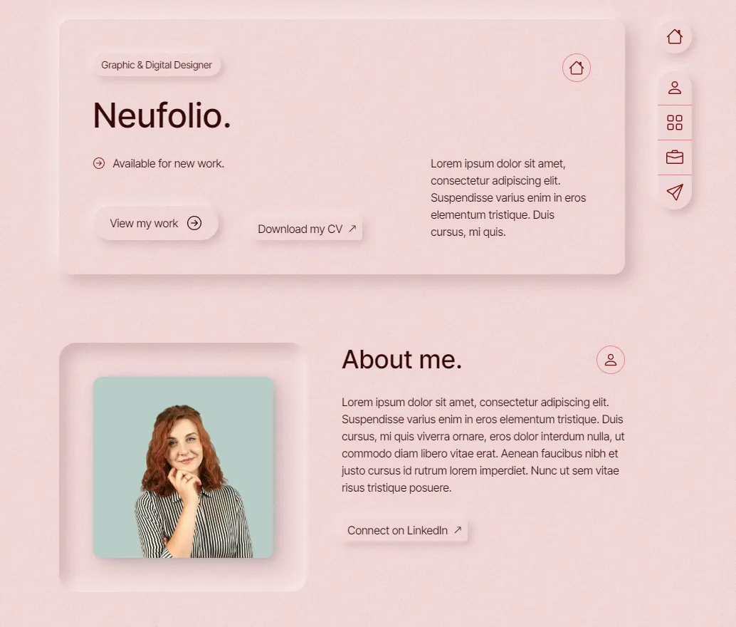 A pink website that looks three dimensional. 