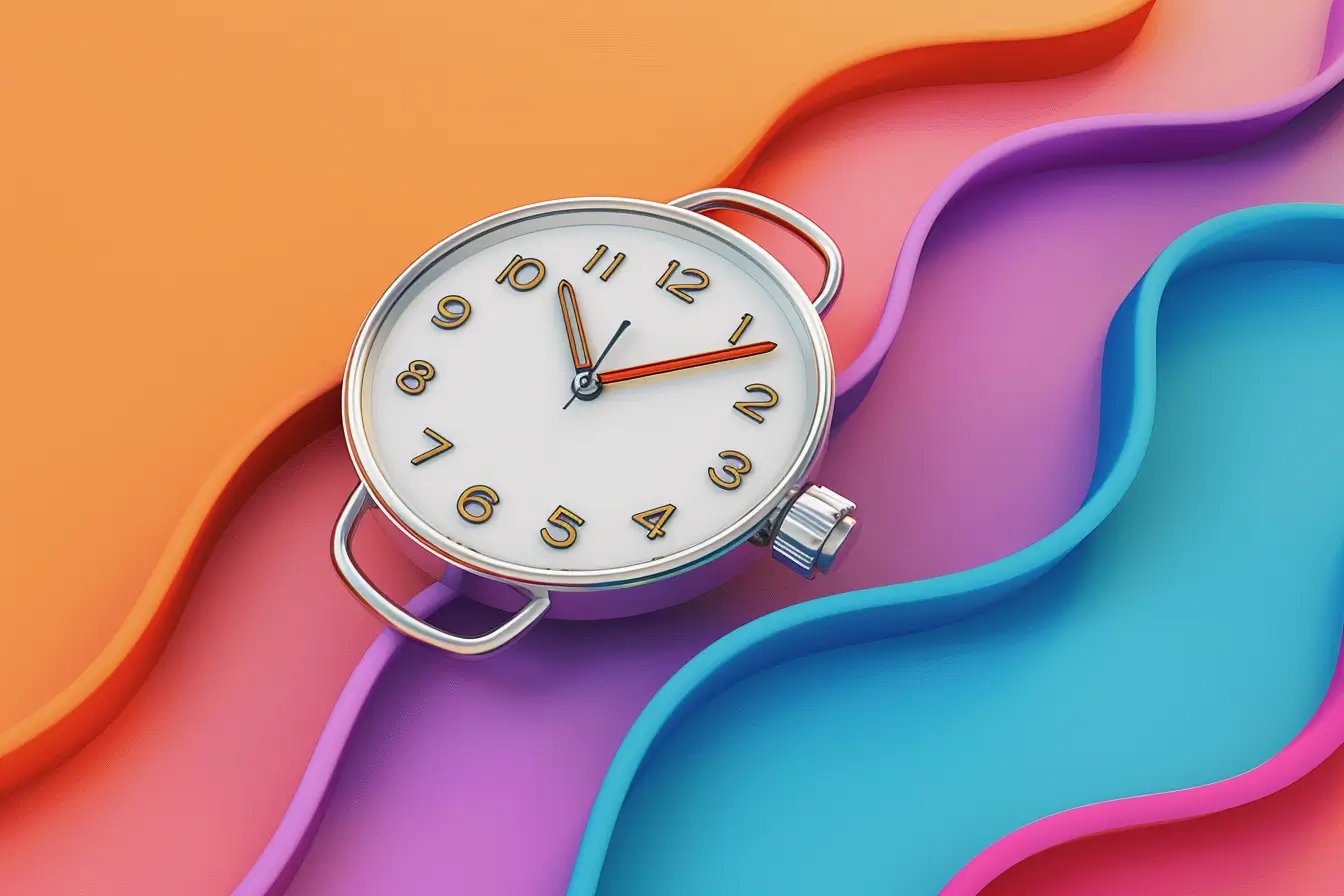 A stopwatch on a vibrant background