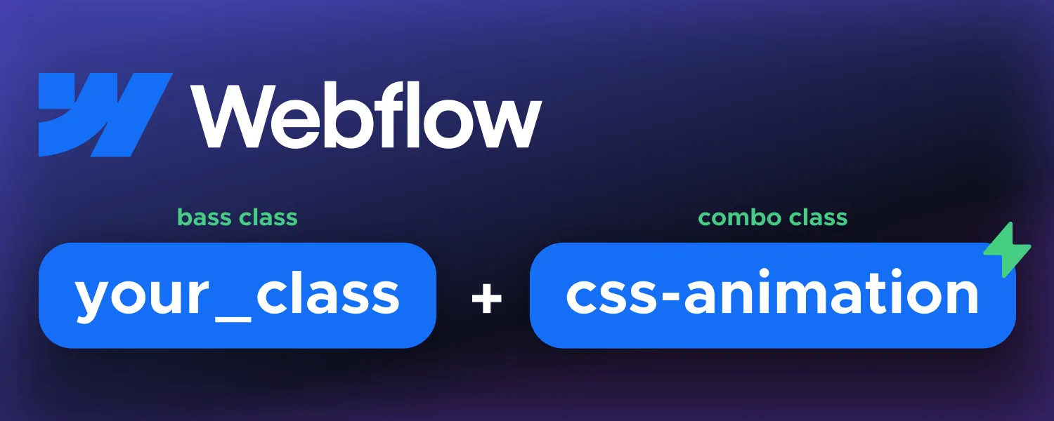 Webflow's logo and combo class structure shown close up.