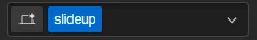 The word "slideup" shown as a class added to a Webflow div block